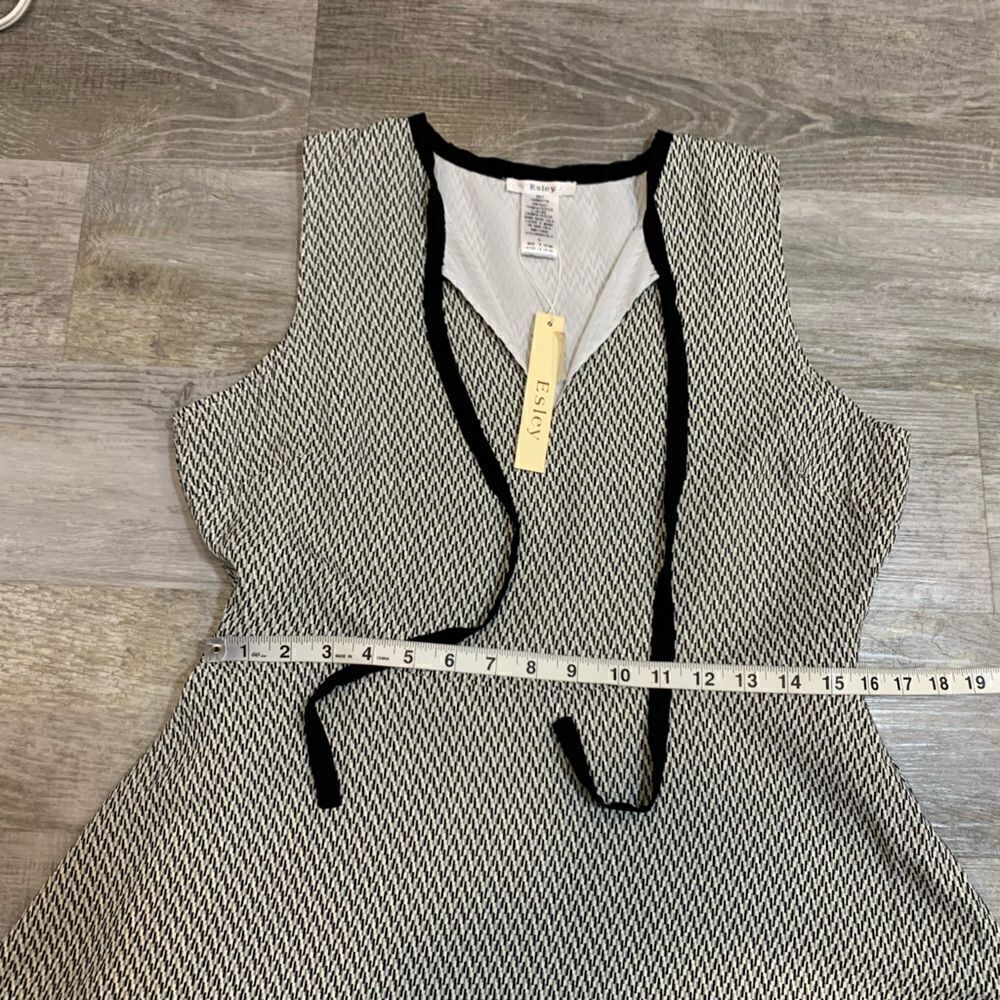 NWT Esley 59977D fit & flair neck tie sleeveless dress  black and white - Picture 6 of 13